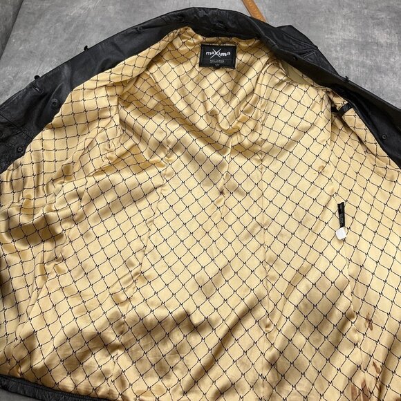 Maxima Wilsons Coat Women Lg Black Leather Double Breast Shiny Crinkle Long VTG - Picture 8 of 13